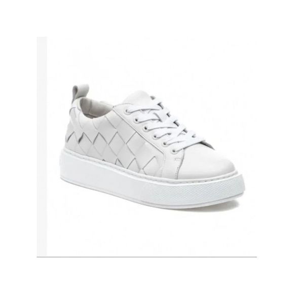 J SLIDES Womens Ivory Arch Support Removable Insole Eddie Round Toe Wedge Lace-Up Sneakers Shoes M